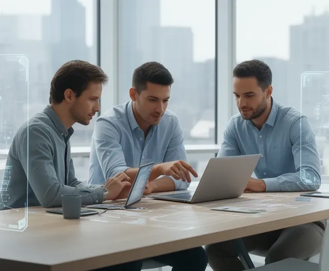 Equipo de consultoría IT colaborando para servicios profesionales