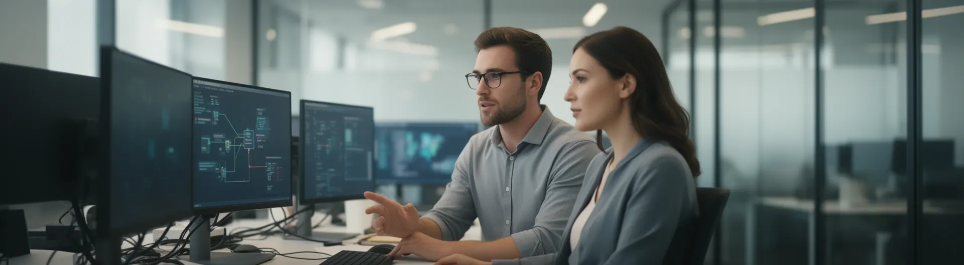 Técnico a realizar manutenção informática em servidores de empresa