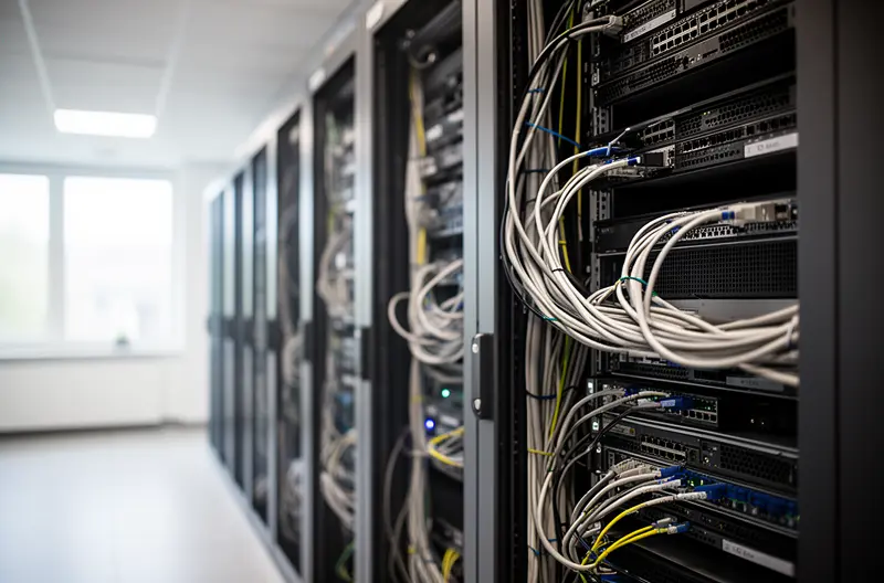 IT technician providing on-site computer support in Valencia office environment, Remote IT support specialist monitoring business network infrastructure systems, Professional IT maintenance engineer inspecting server equipment in Valencia data centre, Business team collaborating using secure cloud technology solutions, Cybersecurity professional implementing network protection measures for Valencia company