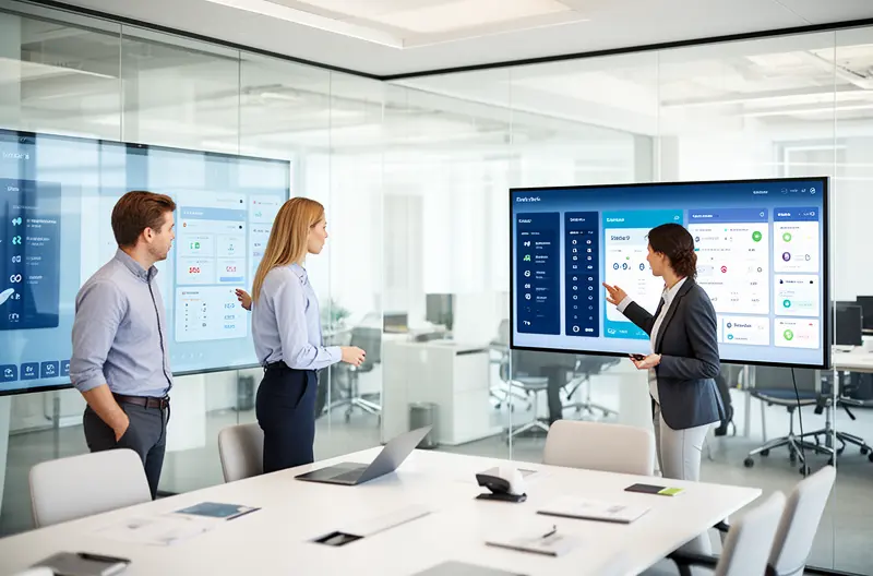 Centralita telefónica moderna instalada en oficina empresarial, Sistema VoIP con teléfonos IP conectados en red corporativa, Comparativa visual entre centralita analógica y digital para empresas, Panel de control de centralita telefónica con extensiones activas, Equipo técnico configurando sistema de comunicación empresarial