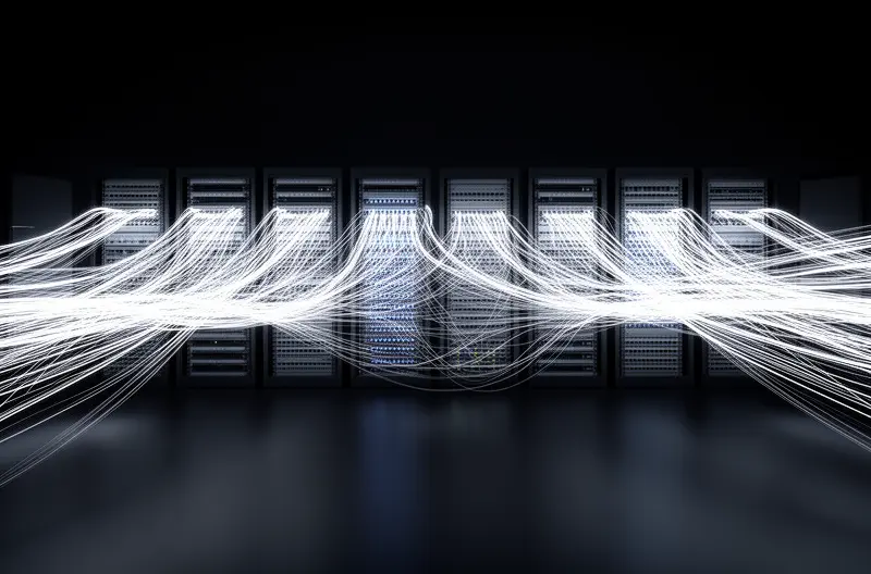 Sistema de cableado estructurado en rack de telecomunicaciones empresarial, Instalación profesional de cables de red categoría 6A en oficina moderna, Patch panel organizado con etiquetado normalizado en centro de datos, Técnico certificando enlaces de fibra óptica en backbone vertical, Infraestructura de red estructurada con canalizaciones y tomas RJ45