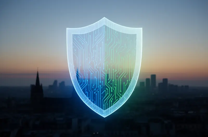 equipo de ingenieros realizando consultoría informática en oficina de Madrid, infraestructura de servidores y redes gestionada por técnicos especializados, sistema de seguridad informática con firewall protegiendo red empresarial, profesionales IT analizando arquitectura de sistemas en sala de reuniones, centro de datos con equipos de backup y almacenamiento redundante