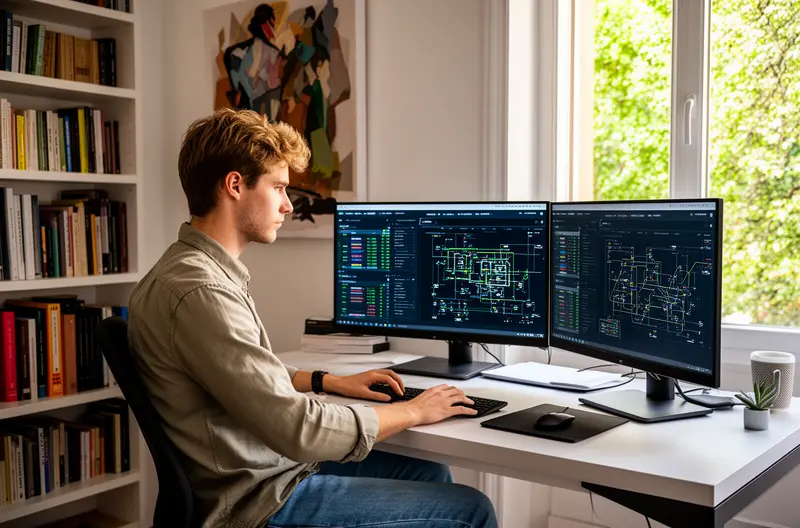 Equipo técnico realizando outsourcing IT en oficina de Madrid, Profesionales de sistemas gestionando infraestructura tecnológica empresarial, Técnico especializado en soporte IT presencial en empresa madrileña, Monitorización remota de sistemas informáticos en Madrid, Reunión de consultoría IT para outsourcing tecnológico