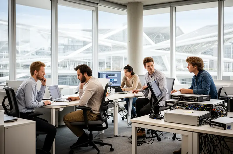 Técnico realizando mantenimiento informático en empresa de Castellón, Infraestructura de red empresarial con equipos Cisco en Castellón, Sistema de backup y seguridad informática para empresas, Auditoría técnica de sistemas informáticos en oficina, Soporte técnico remoto y presencial para empresas en Castellón