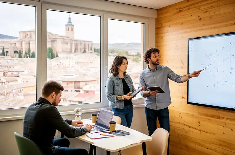 técnico realizando mantenimiento preventivo en servidor empresarial, equipo de soporte informático remoto atendiendo incidencia, sistema de monitorización de infraestructura IT en tiempo real, instalación de soluciones de ciberseguridad en empresa, auditoría técnica de sistemas informáticos corporativos