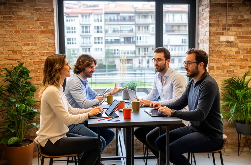 Técnico realizando mantenimiento preventivo en servidor empresarial en Asturias, Equipo de soporte informático revisando infraestructura de red en empresa asturiana, Panel de monitorización de sistemas IT en tiempo real, Profesional configurando soluciones de seguridad informática Sophos y Fortinet, Sala de servidores con sistemas de backup y protección de datos