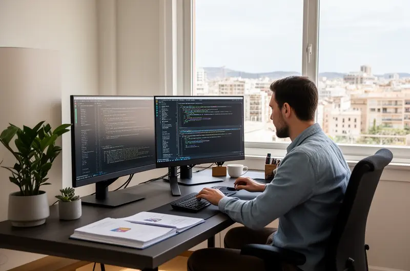 Técnico realizando mantenimiento informático en oficina de Alicante, Equipo de soporte IT atendiendo servidor empresarial en Alicante, Sistema de seguridad informática implementado en empresa alicantina, Auditoría preventiva de infraestructura tecnológica en Alicante, Profesional configurando red empresarial segura en oficinas de Alicante