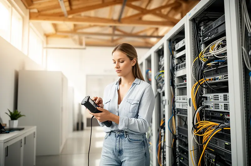 Técnico realizando mantenimiento informático en oficina de Alicante, Equipo de soporte IT atendiendo servidor empresarial en Alicante, Sistema de seguridad informática implementado en empresa alicantina, Auditoría preventiva de infraestructura tecnológica en Alicante, Profesional configurando red empresarial segura en oficinas de Alicante