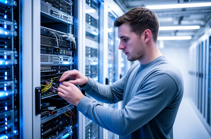 Técnico realizando mantenimiento preventivo en servidor empresarial en Colmenar Viejo, Centro de monitorización de sistemas informáticos con alertas en tiempo real, Equipo de soporte técnico prestando asistencia presencial en oficina, Panel de control de ciberseguridad con protección activa de endpoints, Sistema de backup automatizado realizando copia de seguridad en la nube
