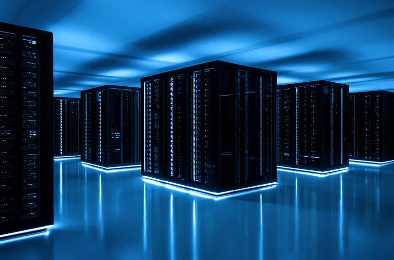 Técnico realizando mantenimiento preventivo en equipos informáticos empresariales, Auditoría de seguridad informática y cumplimiento RGPD en oficina, Soporte técnico remoto profesional para empresas en Pozuelo, Infraestructura de red empresarial con protección endpoint avanzada, Equipo de consultores IT gestionando servidores Cloud y sistemas de backup