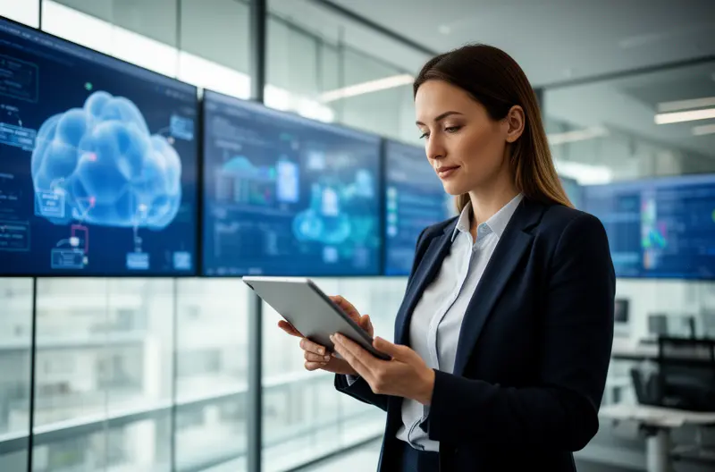 Técnico realizando mantenimiento preventivo en servidor empresarial, Centro de operaciones con monitorización de sistemas informáticos en tiempo real, Equipo de soporte técnico resolviendo incidencia crítica de forma remota, Infraestructura de red empresarial con protección perimetral avanzada, Sala de servidores con sistemas de backup y recuperación ante desastres