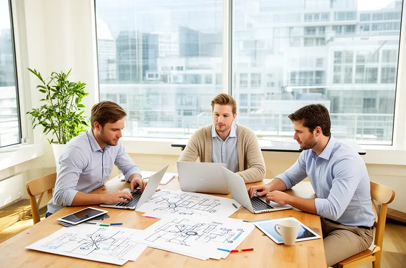 Técnico realizando mantenimiento preventivo en servidor empresarial, Equipo de soporte informático revisando sistemas de seguridad, Panel de monitorización de red en tiempo real, Sala de servidores con sistemas de backup activos, Consultor IT realizando auditoría tecnológica en oficina