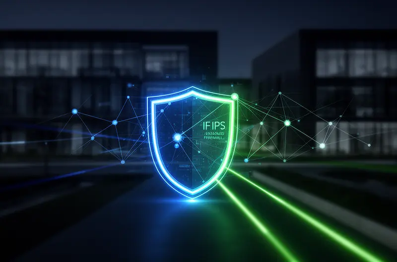 Técnico configurando firewall empresarial en rack de servidores, Interfaz de administración de firewall UTM mostrando dashboard de seguridad, Diagrama de arquitectura de red con firewall protegiendo perímetro, Consola de gestión centralizada monitoreando múltiples firewalls, Equipo de especialistas instalando solución de firewall hardware