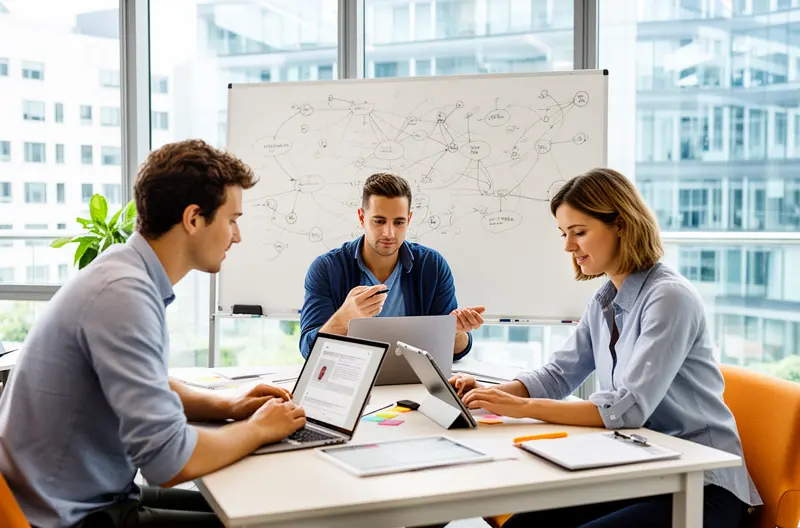 Equipo técnico realizando auditoría de seguridad informática en sala de servidores, Diagrama de fases del proceso de auditoría informática empresarial, Especialista analizando vulnerabilidades en infraestructura tecnológica corporativa, Informe detallado de auditoría de ciberseguridad con recomendaciones prioritarias, Consultor IT evaluando cumplimiento normativo ISO 27001 en empresa