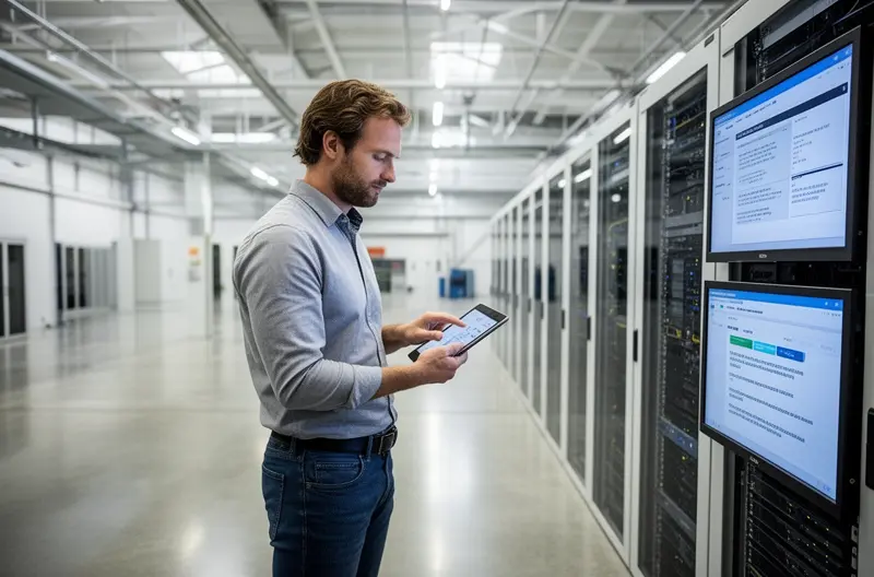 Equipo técnico implementando soluciones de seguridad informática en empresa, Infraestructura tecnológica protegida con firewall y sistemas de backup, Profesionales analizando vulnerabilidades en red empresarial, Dashboard de monitorización de seguridad informática en tiempo real, Formación en ciberseguridad para empleados de empresa