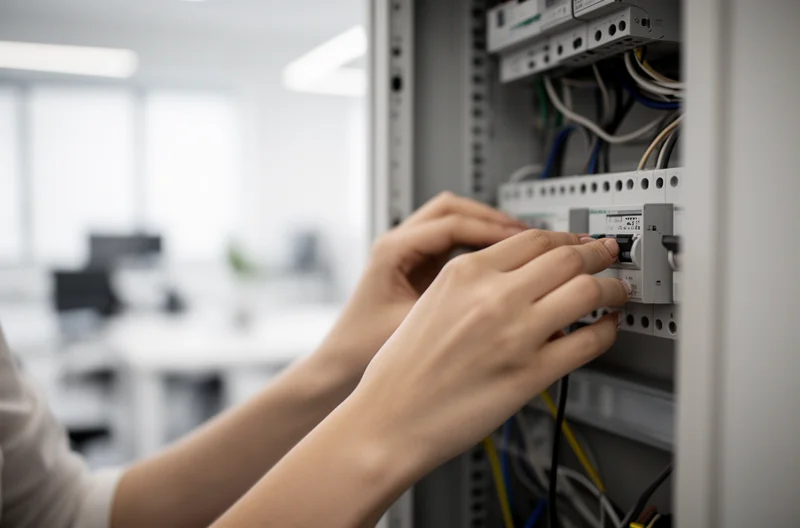 Técnico instalando centralita telefónica empresarial, Panel de control de centralita IP con conexiones activas, Mantenimiento preventivo de sistema telefónico corporativo, Integración de centralita VoIP con CRM empresarial, Sala de comunicaciones con equipos de telefonía profesional