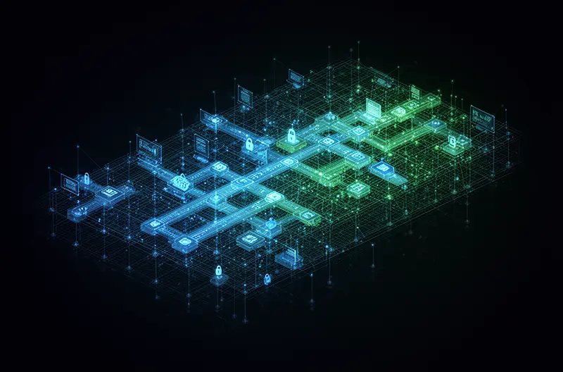 Administrador configurando sistema de gestión de redes empresariales en centro de datos, Dashboard de monitorización en tiempo real mostrando métricas de rendimiento de red corporativa, Infraestructura de red empresarial con switches y routers gestionados profesionalmente, Técnico realizando auditoría de seguridad en red IT corporativa, Diagrama de arquitectura SD-WAN para gestión optimizada de redes empresariales