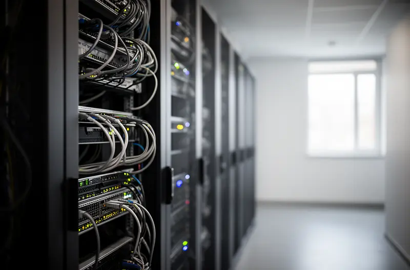 Equipo técnico gestionando infraestructura IT externalizada en sala de servidores, Profesionales revisando estrategia de outsourcing informático en oficina moderna, Técnico configurando sistemas de ciberseguridad en entorno empresarial, Dashboard de monitorización de servicios IT gestionados en pantalla, Reunión de planificación de transición a externalización de servicios tecnológicos