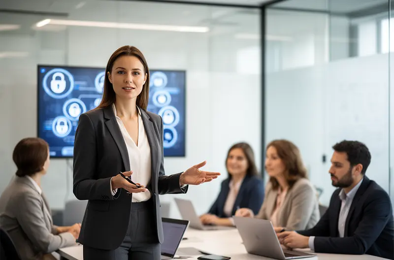 Servidor cloud empresarial con cifrado de datos y backup automático, Equipo colaborando en tiempo real mediante almacenamiento en la nube seguro, Dashboard de monitorización continua de infraestructura cloud empresarial, Arquitectura escalable de almacenamiento en la nube para pymes, Técnico realizando auditoría de seguridad en entorno cloud corporativo