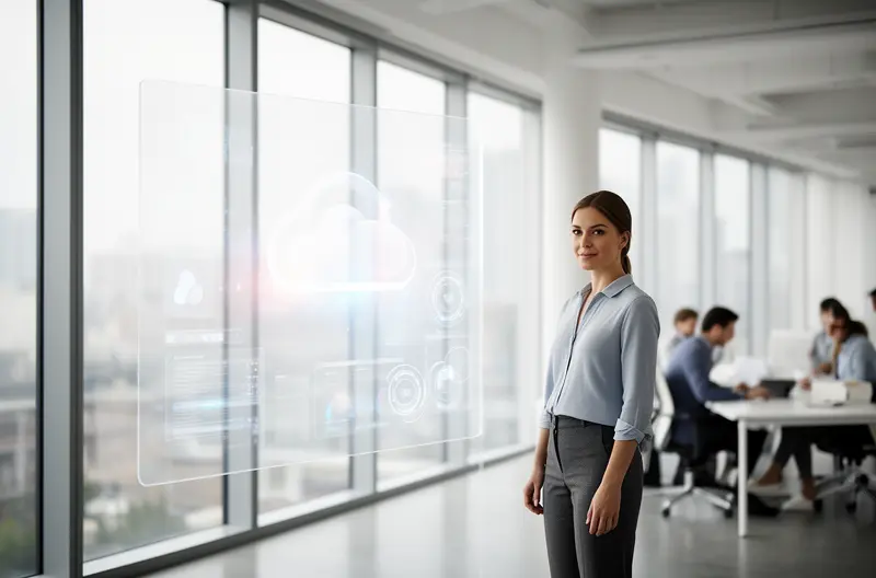 Servidor cloud empresarial con cifrado de datos y backup automático, Equipo colaborando en tiempo real mediante almacenamiento en la nube seguro, Dashboard de monitorización continua de infraestructura cloud empresarial, Arquitectura escalable de almacenamiento en la nube para pymes, Técnico realizando auditoría de seguridad en entorno cloud corporativo