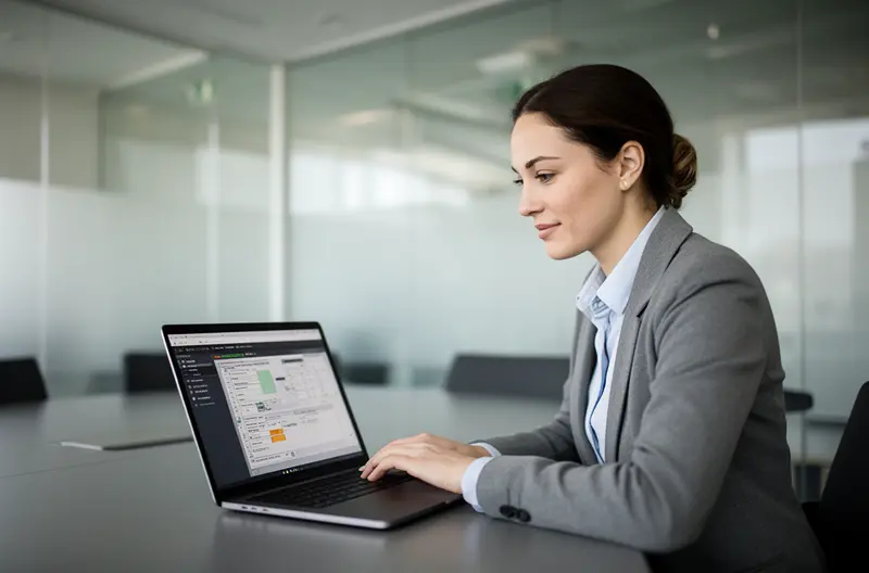 Técnico instalando centralita telefónica empresarial en rack de comunicaciones, Centralita IP moderna con pantalla de configuración y cables de red conectados, Diagrama de infraestructura de telefonía empresarial con VoIP y extensiones, Equipo de soporte técnico realizando mantenimiento preventivo de centralita, Panel de control de centralita empresarial mostrando configuración de extensiones