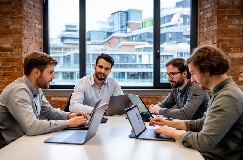 Técnico realizando mantenimiento preventivo en servidor de empresa en La Coruña, Equipo de soporte informático configurando red empresarial en oficina, Monitorización remota de sistemas informáticos con herramientas profesionales, Auditoría de infraestructura IT en empresa del sector industrial, Técnico instalando equipos informáticos en instalaciones de cliente en Galicia