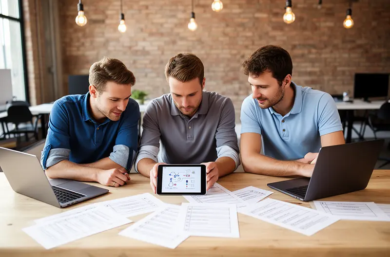 Auditor revisando checklist de seguridad informática en servidor empresarial, Técnico evaluando protocolos de red con herramientas de auditoría profesional, Diagrama de flujo de auditoría informática con puntos de control críticos, Profesional IT analizando políticas de contraseñas en pantalla de monitorización, Equipo de ciberseguridad realizando auditoría de sistemas con checklist estructurado
