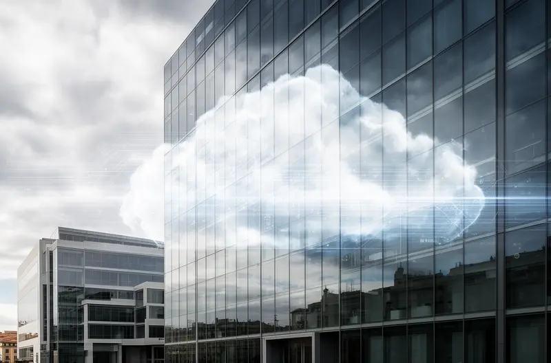 Técnico realizando mantenimiento preventivo en servidores empresariales, Infraestructura de red empresarial con cableado estructurado certificado, Equipo de soporte técnico gestionando servicios informáticos remotos, Sistema de ciberseguridad multicapa protegiendo datos empresariales, Migración de servicios empresariales a la nube con Microsoft Azure