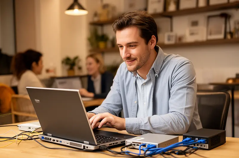 Equipo de consultoría informática analizando infraestructura IT en oficina de Madrid, Ingeniero configurando firewall de seguridad en centro de datos empresarial, Dashboard de monitorización de redes y sistemas en tiempo real, Reunión de consultoría tecnológica con cliente en sala de juntas moderna, Servidor empresarial con sistemas de backup y recuperación ante desastres