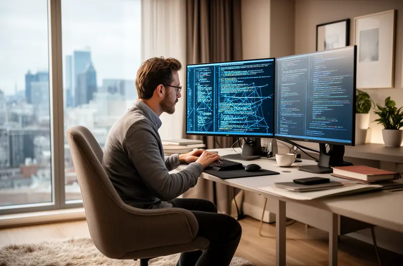 Equipo técnico trabajando en outsourcing informático en oficina de Madrid, Profesionales de IT configurando servidores en empresa madrileña, Técnico de sistemas realizando mantenimiento preventivo en infraestructura tecnológica, Consultor IT revisando seguridad informática en centro de datos, Especialista en redes instalando equipamiento Cisco en empresa de Madrid