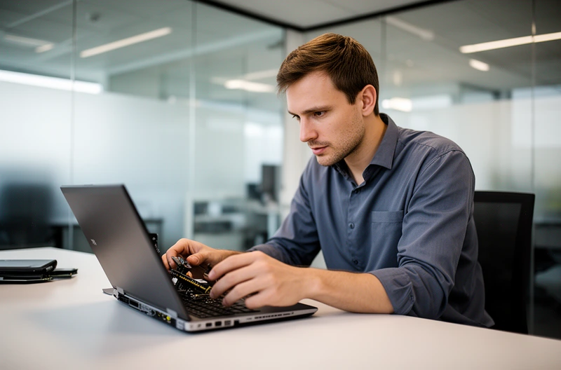 técnico realizando mantenimiento informático empresa, monitorización sistemas informáticos tiempo real, soporte técnico remoto empresas España, infraestructura tecnológica empresarial segura, servicio mantenimiento preventivo correctivo